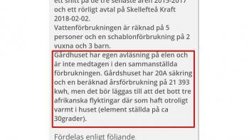Mäklare skrev att hög energiförbrukning berodde på afrikanska flyktingar