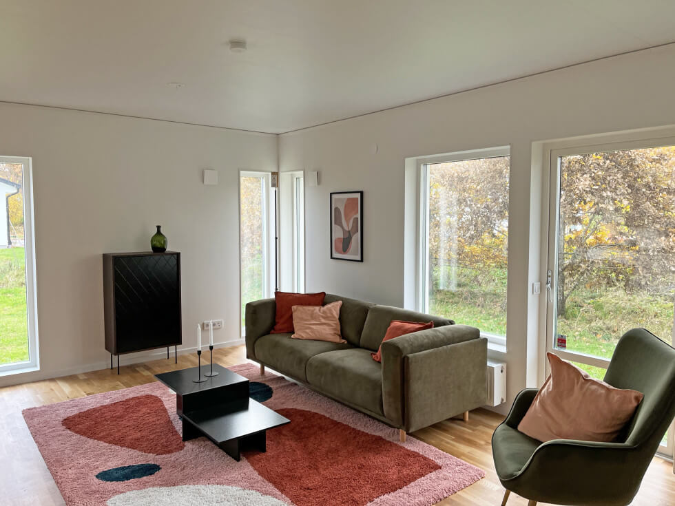 smålandsvillan villa kalmar visningshus vardagsrum