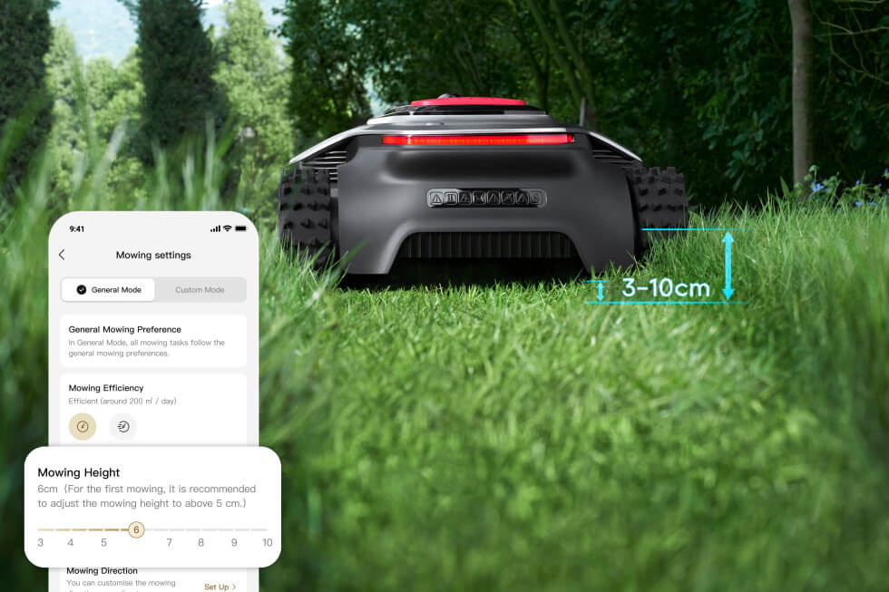 Robotgräsklippare som har en app kopplat till sig.