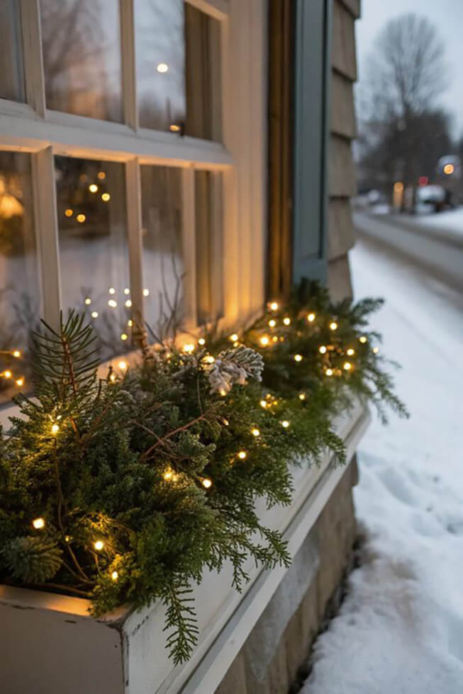 Julbelysning i balkonglådan