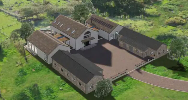 De nya mer gårdslika byggnaderna.