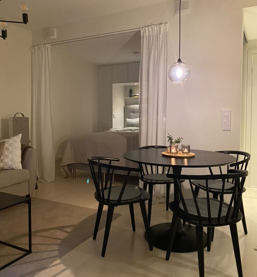 Så fick de ettan på 35 kvadrat att kännas större – kvadratsmarta tips för liten lägenhet