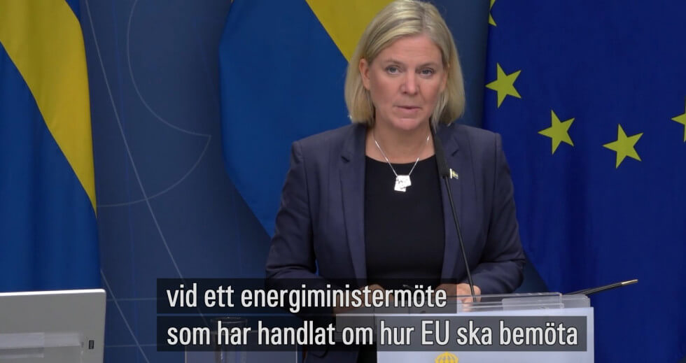 Statsminister Magdalena Andersson under presskonferensen där de berättade om EU-diskussionerna.