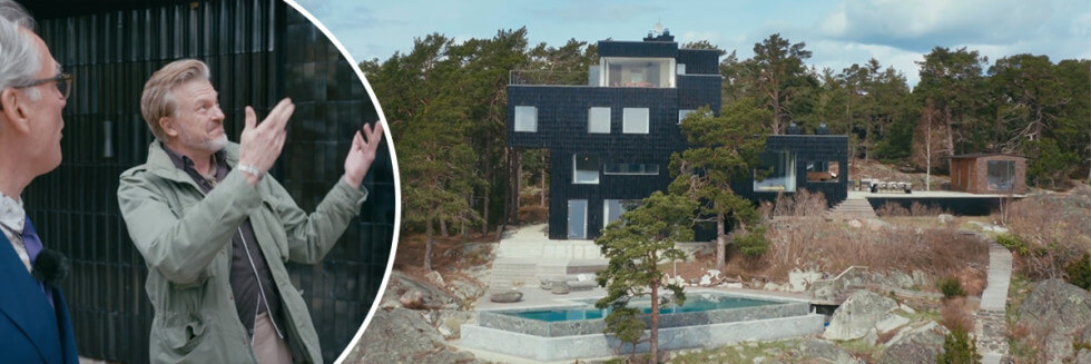 Thomas Sandell visar "James Bond-huset" i Stockholms skärgård.