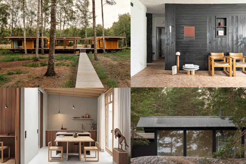 Fyra av de nominerade bidragen i Ung svensk arkitektur 2024.