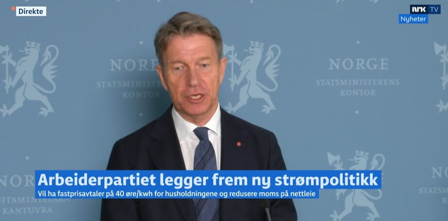 Skärmdump från livesändningen hos NRK.