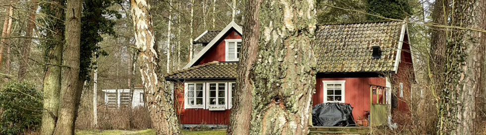Huset som ligger dolt bakom träden är inte det hus som det berättas om i artikeln. 