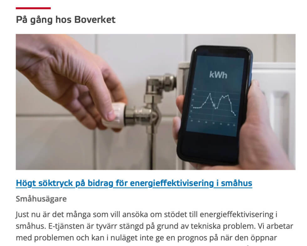 Boverkets tjänst där du söker Villaeffekten är tillfälligt stängd. 