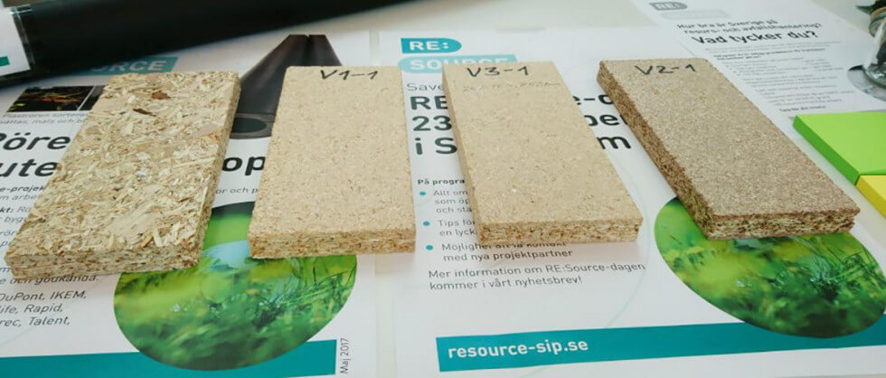 Exempel på spånplattor, bild från RE:Souce-programmet.