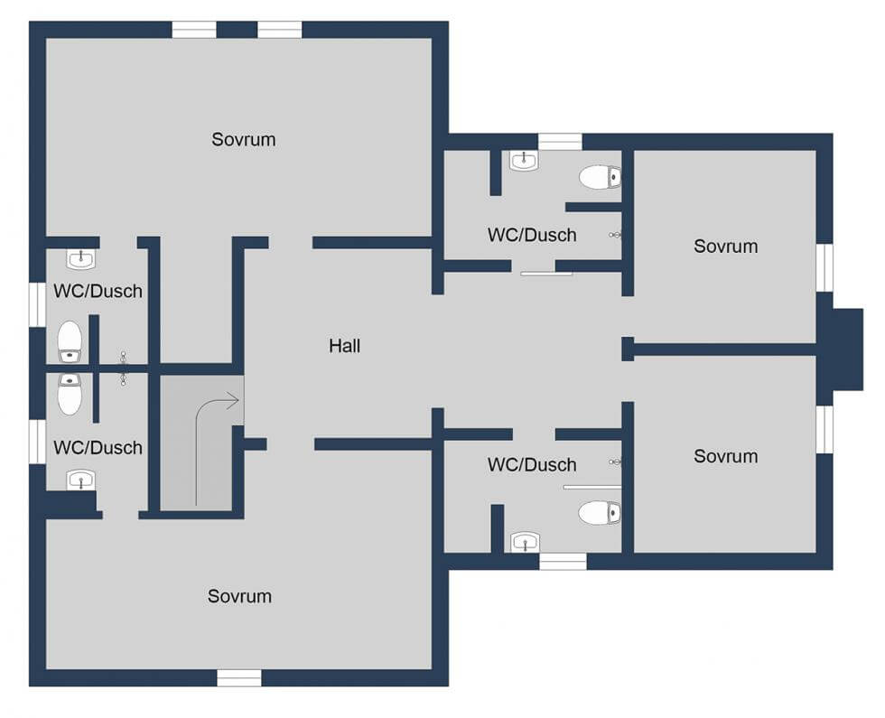 Planskiss övre plan.
