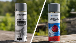 Biltemas bluff med zink sprayfärg