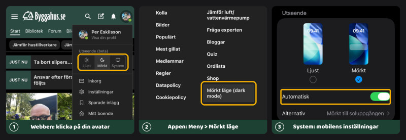 Äntligen mörkt läge på Byggahus.se