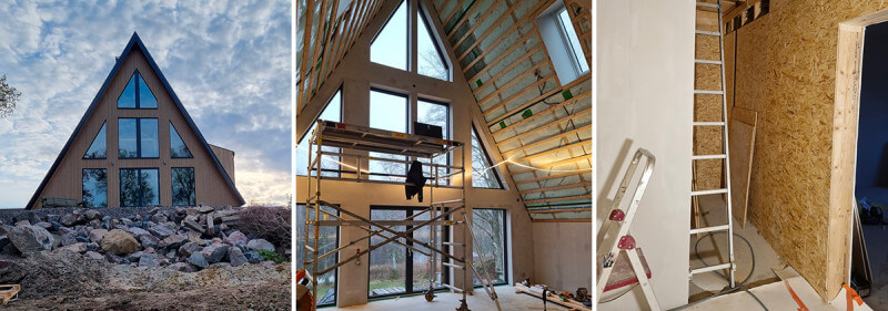 Bygga A-framehus och tillhörande garage