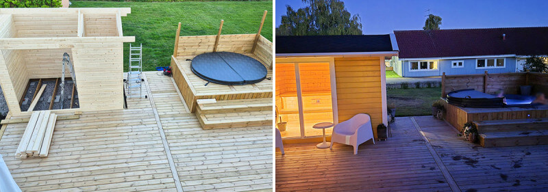 Projekt: Inbyggnad terasspool svenska badtunnor plus fjärrvärme