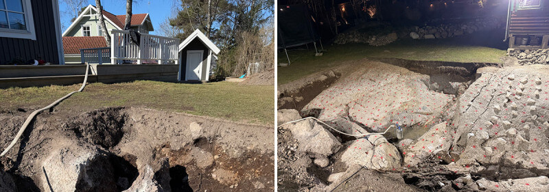 Projekt ta bort berg för poolbygge