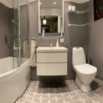 Badrum med plastmatta